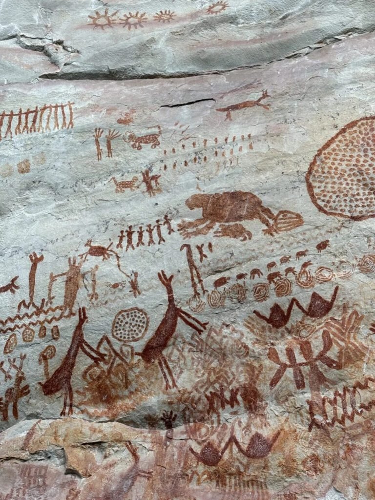 Prehistoric rock paintings at Serranía de la Lindosa in Guaviare, Colombia